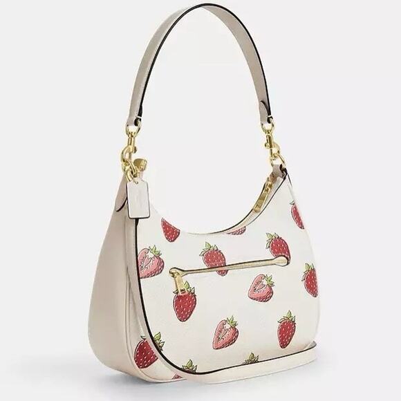 NWT COACH Teri Hobo Bag With Strawberry Print CAL67 Gold/Chalk - Picture 11 of 12